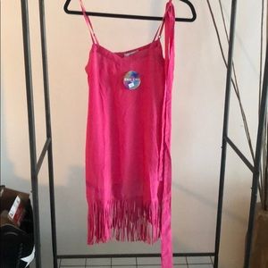 NWT Cindi Gindi Pink Minu Fringe Dress Size S/M